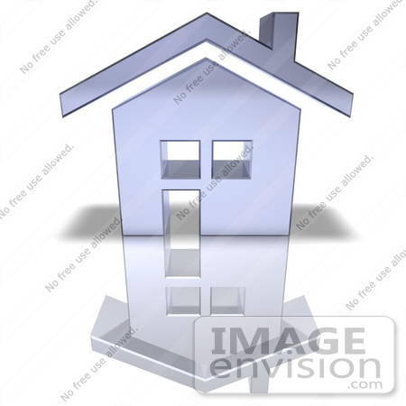#46976 Royalty-Free (RF) Illustration Of A 3d Chrome House With Windows - Version 4 by Julos