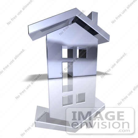 #46977 Royalty-Free (RF) Illustration Of A 3d Chrome House With Windows - Version 5 by Julos