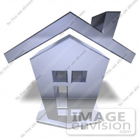 #46978 Royalty-Free (RF) Illustration Of A 3d Chrome House With Windows - Version 6 by Julos