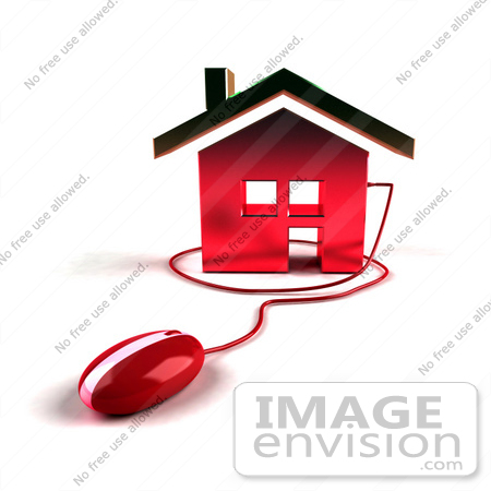 #46985 Royalty-Free (RF) Illustration Of A 3d House Icon With A Computer Mouse - Version 5 by Julos