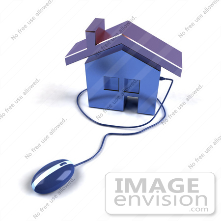 #46998 Royalty-Free (RF) Illustration Of A 3d House Icon With A Computer Mouse - Version 6 by Julos