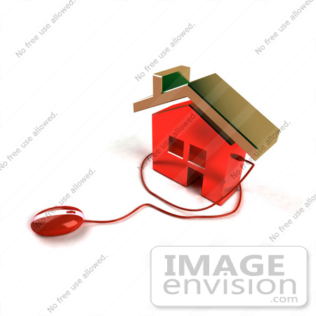 #46999 Royalty-Free (RF) Illustration Of A 3d House Icon With A Computer Mouse - Version 7 by Julos