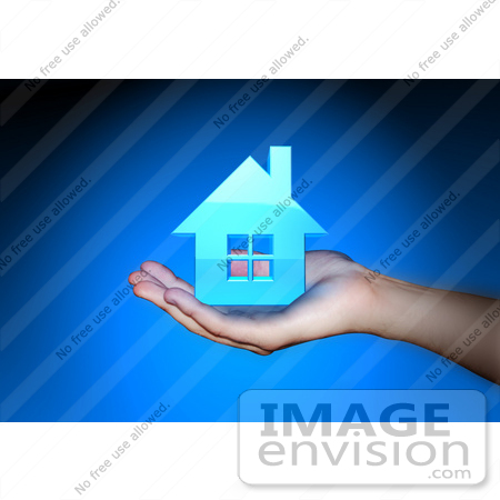 #47001 Royalty-Free (RF) Stock Photo Of A Human Hand Holding A 3d House by Julos