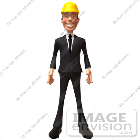 #47018 Royalty-Free (RF) Illustration Of A 3d Contractor Mascot Standing And Facing Front by Julos