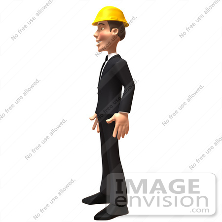 #47019 Royalty-Free (RF) Illustration Of A 3d Contractor Mascot Standing And Facing Left by Julos