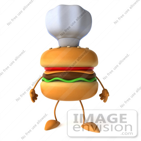 #47025 Royalty-Free (RF) Illustration Of A 3d Cheeseburger Mascot Wearing A Chef Hat by Julos