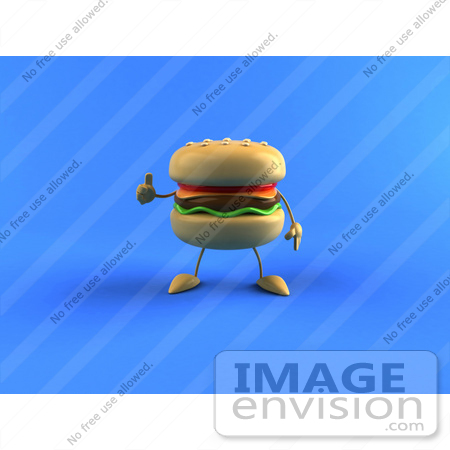 #47041 Royalty-Free (RF) Illustration Of A 3d Cheeseburger Mascot Giving The Thumbs Up - Version 2 by Julos
