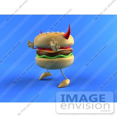 #47042 Royalty-Free (RF) Illustration Of An Evil 3d Devil Cheeseburger Mascot - Version 4 by Julos