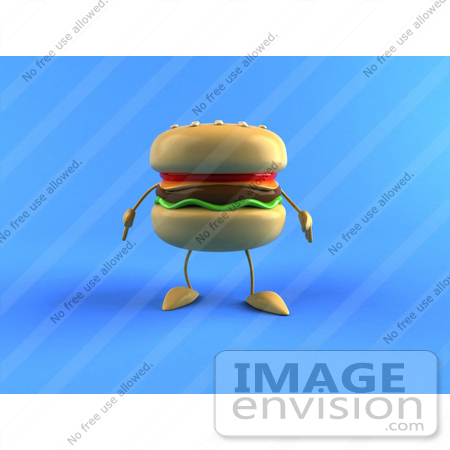 #47043 Royalty-Free (RF) Illustration Of A 3d Cheeseburger Mascot Facing Front - Version 2 by Julos