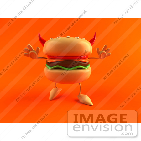 #47048 Royalty-Free (RF) Illustration Of An Evil 3d Devil Cheeseburger Mascot - Version 3 by Julos