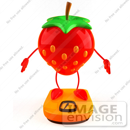 #47049 Royalty-Free (RF) Illustration Of A 3d Strawberry Mascot Standing On A Scale - Version 1 by Julos