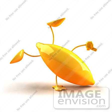 #47060 Royalty-Free (RF) Illustration Of A 3d Yellow Banana Mascot Doing A Cartwheel - Version 1 by Julos