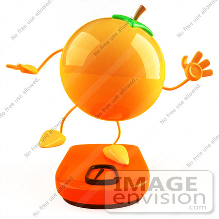 #47067 Royalty-Free (RF) Illustration Of A 3d Naval Orange Mascot Standing On A Scale - Version 3 by Julos