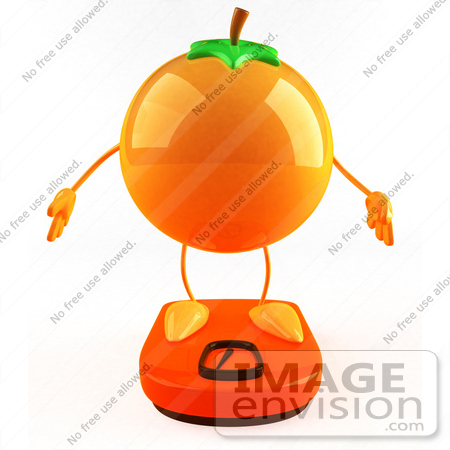 #47068 Royalty-Free (RF) Illustration Of A 3d Naval Orange Mascot Standing On A Scale - Version 1 by Julos