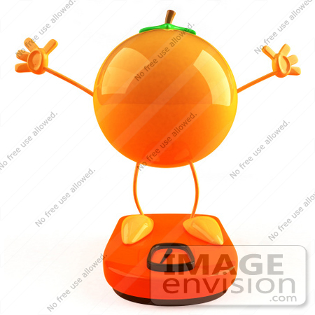 #47069 Royalty-Free (RF) Illustration Of A 3d Naval Orange Mascot Standing On A Scale - Version 4 by Julos