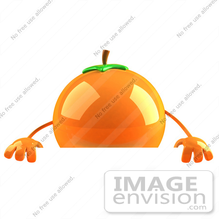 #47072 Royalty-Free (RF) Illustration Of A 3d Naval Orange Mascot Standing Behind A Blank Sign by Julos