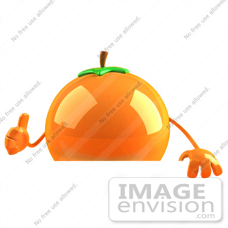 #47073 Royalty-Free (RF) Illustration Of A 3d Naval Orange Mascot Giving The Thumbs Up And Standing Behind A Blank Sign by Julos