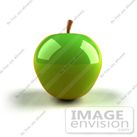 #47078 Royalty-Free (RF) Illustration Of A 3d Green Apple With Light Shining Off Of The Skin - Version 1 by Julos