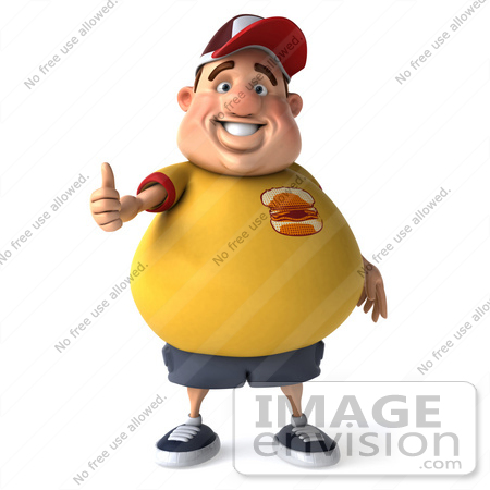 #47093 Royalty-Free (RF) Illustration Of A 3d Fat Burger Boy Mascot Holding His Thumb Up by Julos