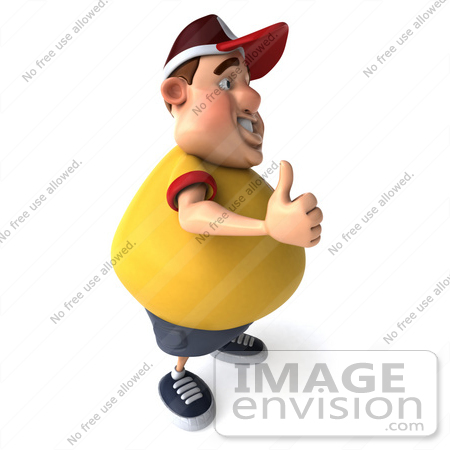 #47094 Royalty-Free (RF) Illustration Of A 3d Fat Burger Boy Mascot Holding His Thumb Up - Version 2 by Julos