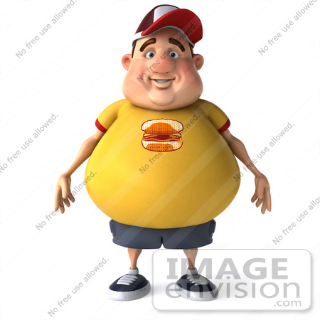 #47100 Royalty-Free (RF) Illustration Of A 3d Fat Burger Boy Mascot Standing And Facing Front by Julos