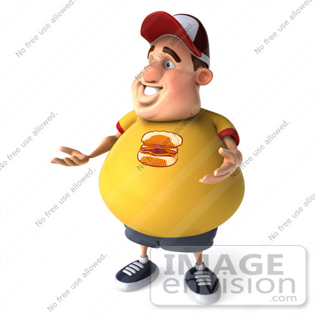 #47101 Royalty-Free (RF) Illustration Of A 3d Fat Burger Boy Mascot Gesturing And Standing by Julos