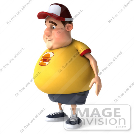 #47104 Royalty-Free (RF) Illustration Of A 3d Fat Burger Boy Mascot Standing And Facing Left by Julos