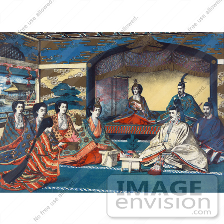 #47451 Royalty-Free Stock Illustration Of Meiji, Emperor Of Japan, And Imperial Family Members Attending The Wedding Of Crown Prince Yoshihito And Princess Kujo Sadako by JVPD