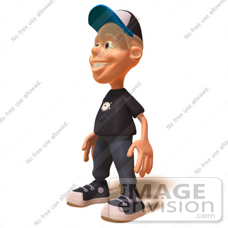 #47725 Royalty-Free (RF) Illustration Of A 3d White Boy Facing Left by Julos