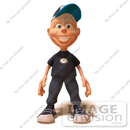 #47728 Royalty-Free (RF) Illustration Of A 3d White Boy Facing Front by Julos