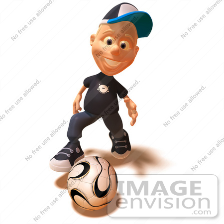 #47737 Royalty-Free (RF) Illustration Of A 3d White Boy Playing Soccer - Version 1 by Julos