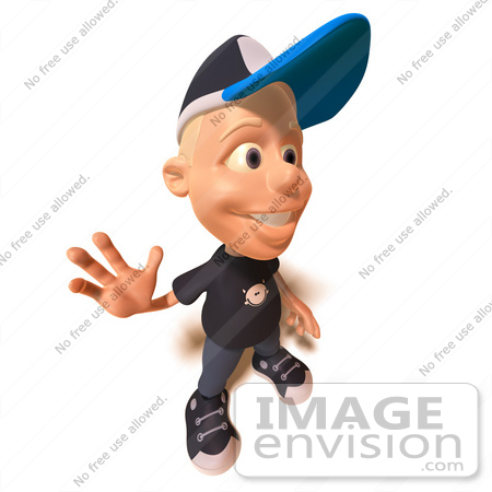 #47739 Royalty-Free (RF) Illustration Of A 3d White Boy Waving- Version 2 by Julos