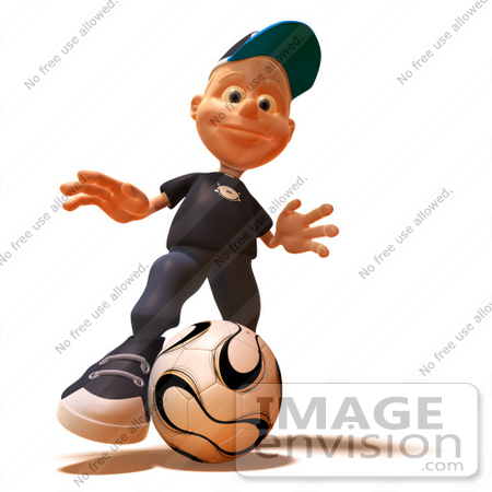 #47745 Royalty-Free (RF) Illustration Of A 3d White Boy Playing Soccer - Version 3 by Julos