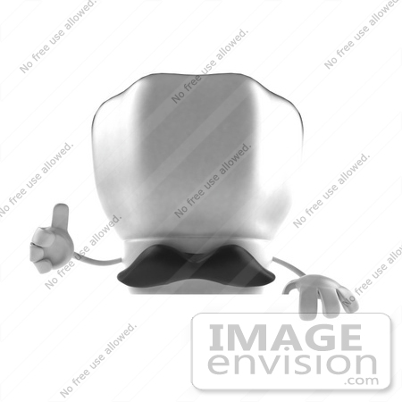 #47779 Royalty-Free (RF) Illustration Of A 3d Chef Hat Mascot With A Mustache, Giving The Thumbs Up And Standing Behind A Blank Sign by Julos