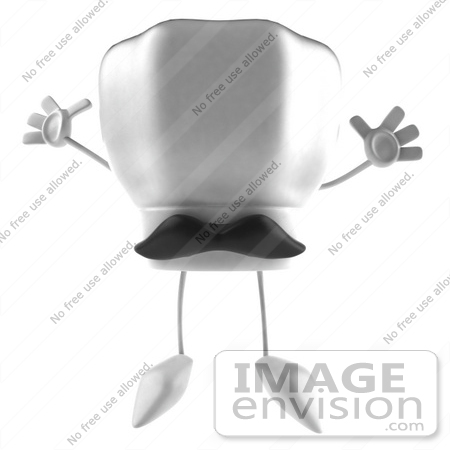 #47782 Royalty-Free (RF) Illustration Of A 3d Chef Hat Mascot With A Mustache, Jumping - Version 1 by Julos