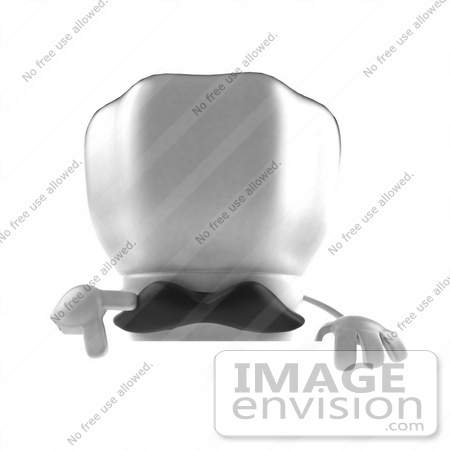 #47783 Royalty-Free (RF) Illustration Of A 3d Chef Hat Mascot With A Mustache, Pointing Down And Standing Behind A Blank Sign by Julos