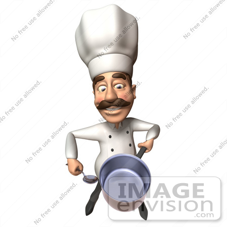 #47803 Royalty-Free (RF) Illustration Of A 3d Gourmet Chef Mascot Carrying A Pot - Version 4 by Julos