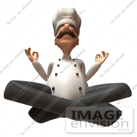 #47810 Royalty-Free (RF) Illustration Of A 3d Gourmet Chef Mascot Meditating - Version 4 by Julos