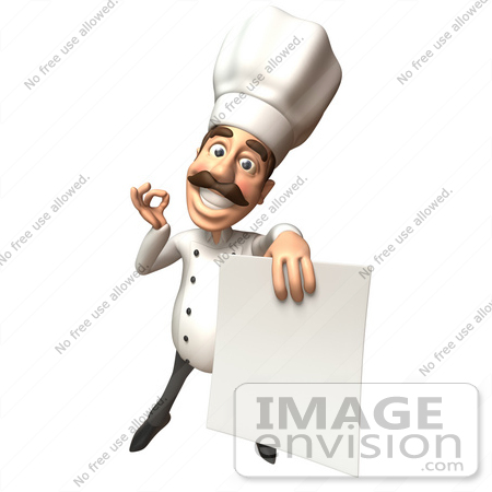 #47818 Royalty-Free (RF) Illustration Of A 3d Gourmet Chef Mascot Holding A Blank Contract - Version 3 by Julos