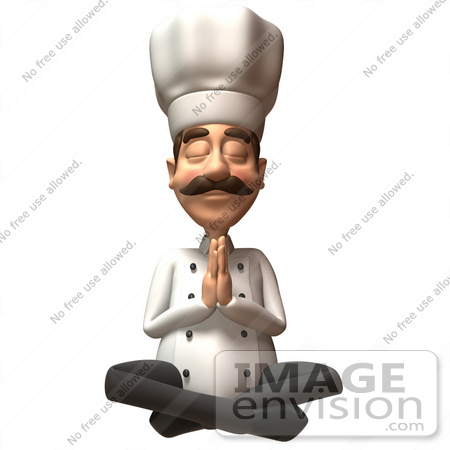#47845 Royalty-Free (RF) Illustration Of A 3d Gourmet Chef Mascot Meditating - Version 3 by Julos