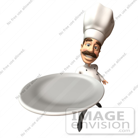 #47854 Royalty-Free (RF) Illustration Of A 3d Gourmet Chef Mascot Holding A Plate - Version 4 by Julos