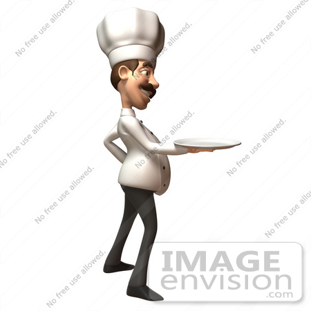#47858 Royalty-Free (RF) Illustration Of A 3d Gourmet Chef Mascot Holding A Plate - Version 3 by Julos