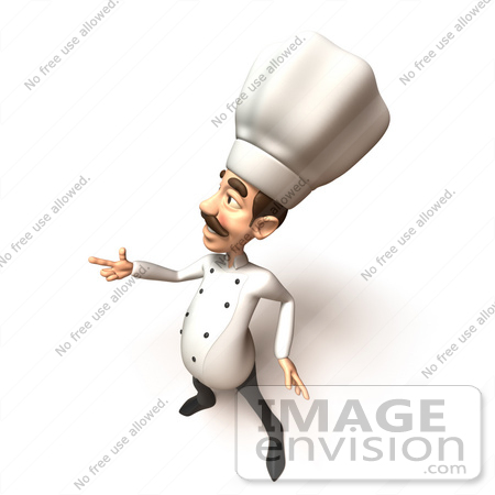 #47863 Royalty-Free (RF) Illustration Of A 3d Gourmet Chef Mascot Pointing His Fingers Like A Gun - Version 1 by Julos