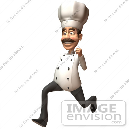 #47870 Royalty-Free (RF) Illustration Of A 3d Gourmet Chef Mascot Running - Version 2 by Julos
