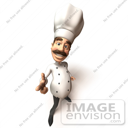 #47877 Royalty-Free (RF) Illustration Of A 3d Gourmet Chef Mascot Pointing His Fingers Like A Gun - Version 2 by Julos