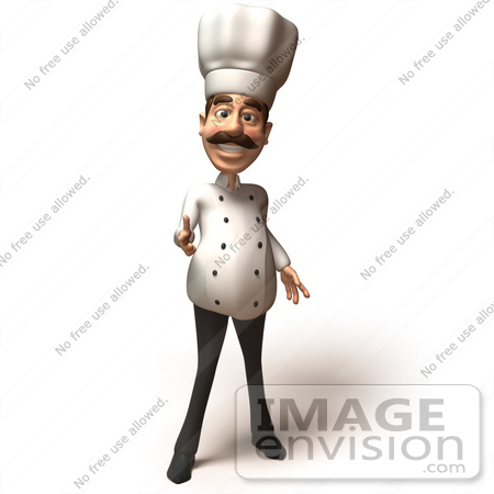 #47879 Royalty-Free (RF) Illustration Of A 3d Gourmet Chef Mascot Pointing His Fingers Like A Gun - Version 5 by Julos