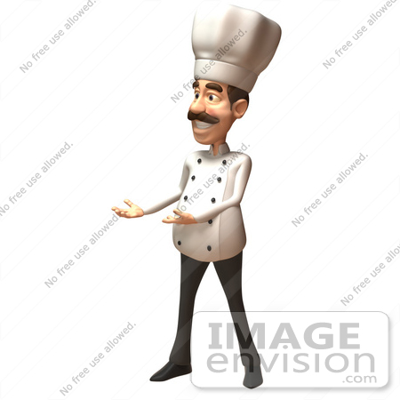 #47881 Royalty-Free (RF) Illustration Of A 3d Gourmet Chef Mascot Presenting by Julos