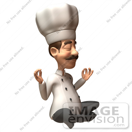 #47889 Royalty-Free (RF) Illustration Of A 3d Gourmet Chef Mascot Meditating - Version 1 by Julos