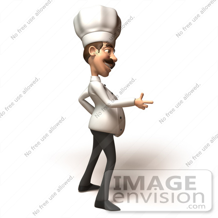 #47893 Royalty-Free (RF) Illustration Of A 3d Gourmet Chef Mascot Pointing His Fingers Like A Gun - Version 3 by Julos