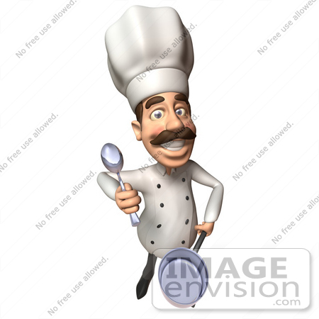 #47894 Royalty-Free (RF) Illustration Of A 3d Gourmet Chef Mascot Carrying A Pot - Version 3 by Julos